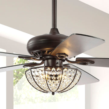 Joanna 52" Bronze Crystal LED Ceiling Fan With Remote - JONATHAN Y